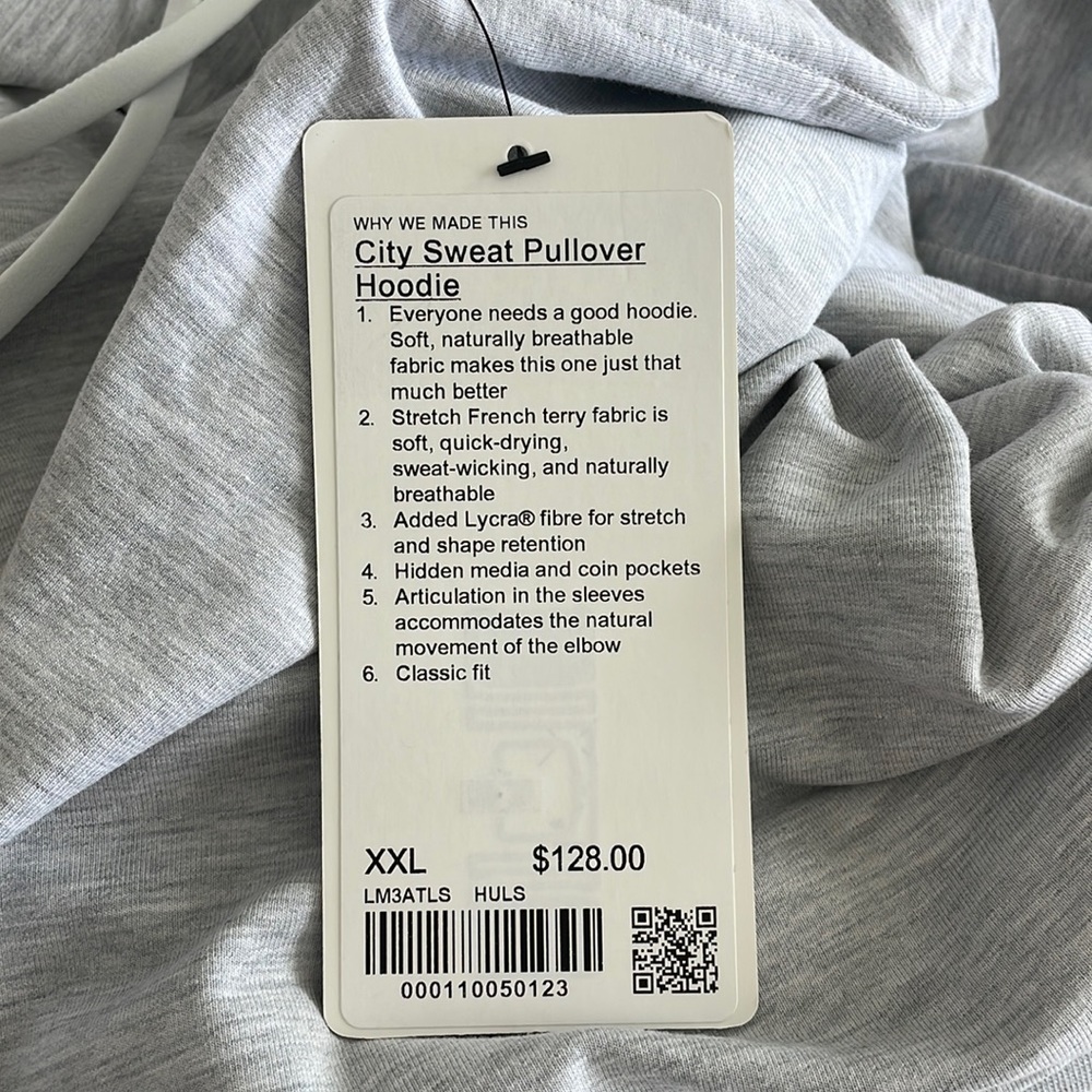 NWT Lululemon City Sweat Pullover Hoodie Heathered Ultra Light Grey Size XXL - Picture 7 of 10